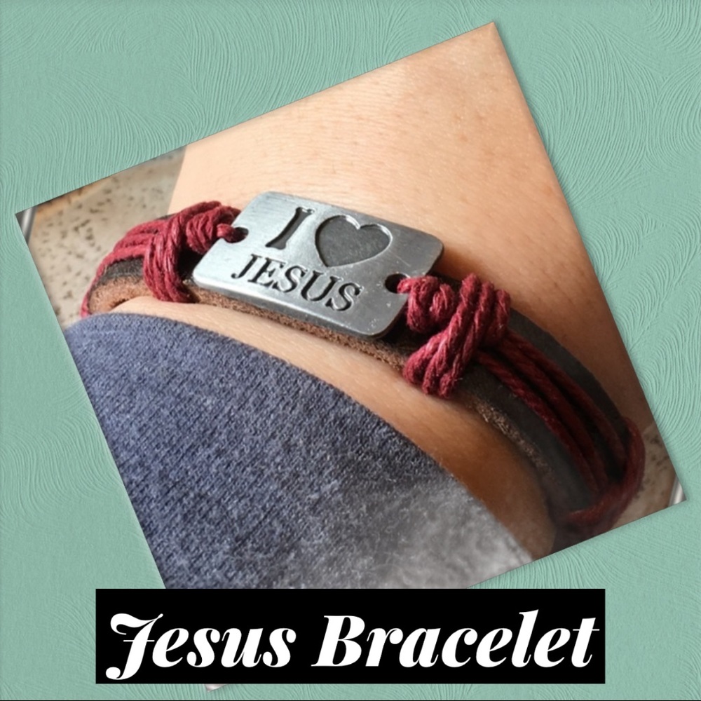 I Love Jesus Bracelet  ( Maroon ) - Picture 2 of 7